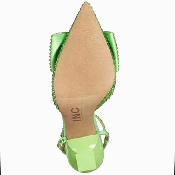 New w/Box INC International Concepts Stefia Lime Bow Rhinestone Ankle Strap Heel - Picture 5 of 6